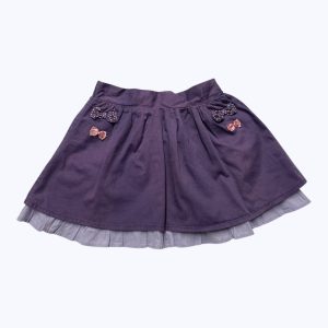 Jupe bébé violette doublée parme fronces devant élastiquée au dos. Seconde main.