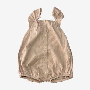 Barboteuse beige avec boutons et manches volantées. H&M 12 mois, d'occasion
