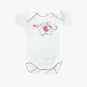 Body blanc safari girly, 6 mois U tout petits, d'occasion
