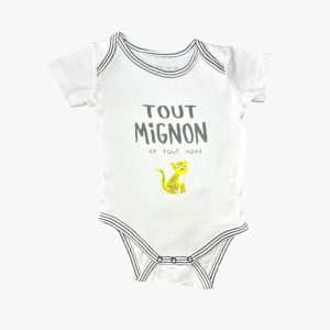 Body blanc motif noir tout mignon et tout rond avec tigre, 6 mois Gémo d'occasion