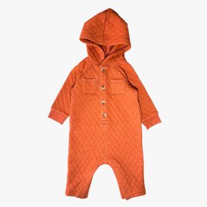 Combinaison orange à capuche avec boutons et texture matelassée. Old Navy 3/6 mois, d'occasion