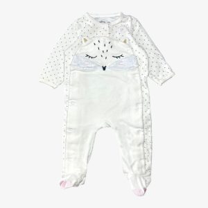 Dors-bien bébé blanc avec motif animal et ouverture à pression sur le devant. Gémo, 6 mois d'occasion