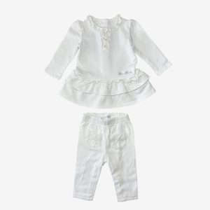 Ensemble t-shirt et pantalon blanc, 6 mois Chicco et kitchoun, d'occasion