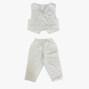 Ensemble costume beige chiné 24 mois, Tim Pouce, d'occasion