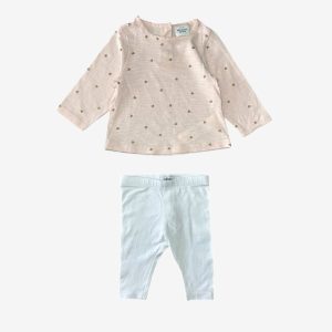 Ensemble rose et blanc avec cœurs dorés, 3 mois Tape à L'oeil et Gémo, d'occasion