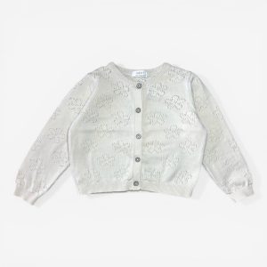 Gilet crème ajouré avec motifs fleurs et boutons. Next 9/12 mois d'occasion