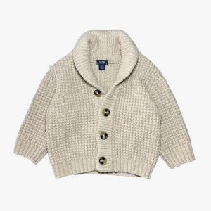 Gilet beige en maille avec col châle et boutons. Kiabi, 3 mois d'occasion
