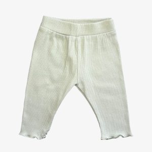 Legging bébé vert pâle côtelé avec taille élastique. Kiabi, 3 mois d'occasion