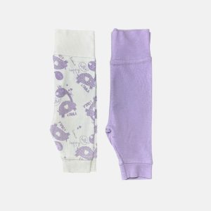 Lot de deux pantalons blanc et violet 0/1 mois, BisouCaillou, d'occasion