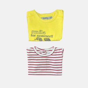 Lot de deux t-shirt jaune et blanc/rouge TAO et La Redoute, 6 mois d'occasion