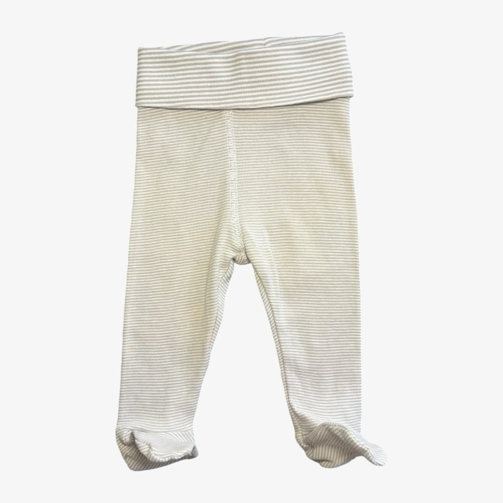 Pantalon bébé à pieds rayé marron et blanc avec taille élastique. 1 mois d'occasion