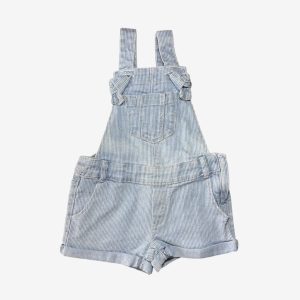 Salopette short enfant en jean rayé bleu et blanc avec bretelles. Okaïdi, 4 ans d'occasion