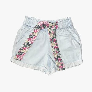 Short en jean avec ceinture fleurie, Tape à L'oeil 4 ans, d'occasion