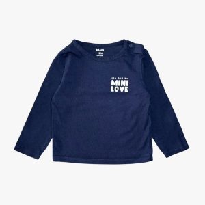 t-shirt bleu marine à manches longues Mini Love, Kiabi 12 mois d'occasion