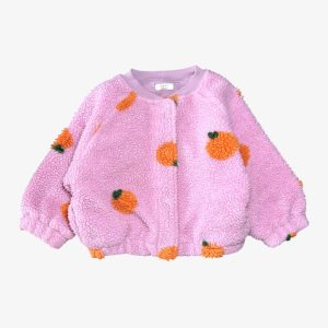 Veste polaire rose motifs oranges 12/18 mois Next, d'occasion