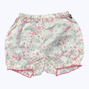Bloomer bébé blanc motifs fleurs rose vert. Seconde main.