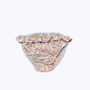 Culotte surcouche bébé blanche motifs fleurs multicolore. Seconde main.
