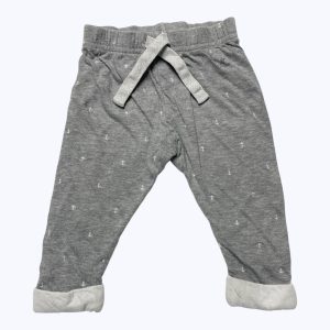 Jogging bébé doublé gris clair petits motifs ancres blanc, cordon décoratif. Seconde main.