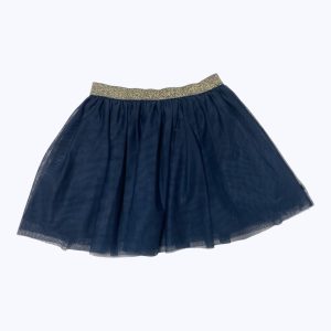 Jupe enfant bleu marine jupon tulle ceinture élastique dorée. Seconde main.