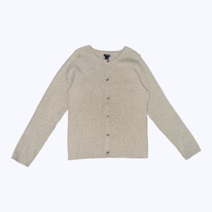 Gilet enfant manches longues ajouré crème et doré. Seconde main.