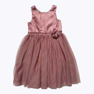 Robe enfant débardeur satin vieux rose jupon tulle. Seconde main.