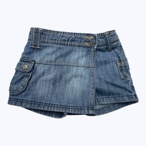 Short jupe enfant jean taille ajustable zip devant. Seconde main.