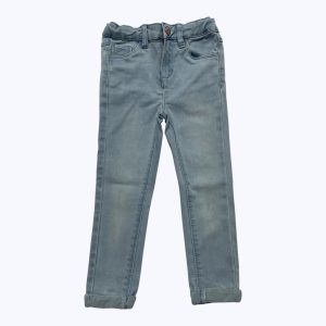 Pantalon enfant jean délavé revers au bas, taille ajustable. Seconde main.