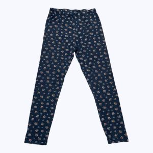Legging enfant bleu marine motifs petites fleurs colorées. Seconde main.