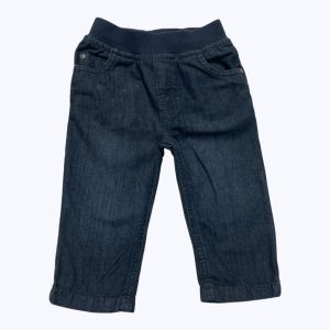 Pantalon bébé jean foncé taille élastique.