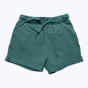Short bébé vert maille polo taille élastique et cordon. Seconde main.