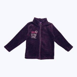 Veste bébé polaire manches longues violette prune zip devant. Seconde main.