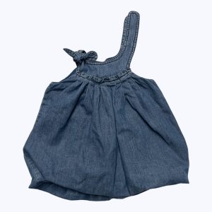 Robe bébé débardeur jean, entièrement doublée pour un effet ballon. Seconde main.
