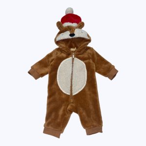 Combinaison polaire manches longues, capuche avec le bonnet de noël. Seconde main.