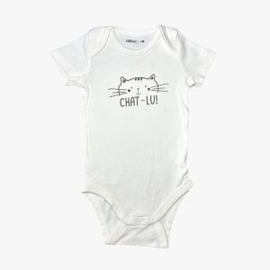 Body blanc motif chat 9 mois Gémo, d'occasion
