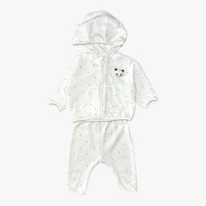 Ensemble blanc à pois motif panda 3 mois Kiabi, d'occasion