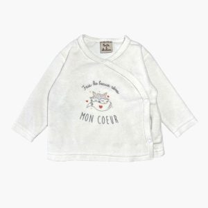 Gilet blanc cache coeur 3 mois Boite à Malices, d'occasion