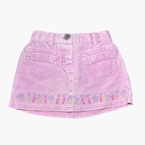 Jupe rose en velours avec fleurs brodés, 6/9 mois, d'occasion