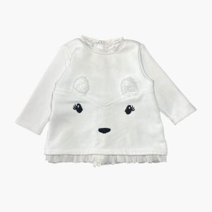 Pull blanc visage d'animal, doublé polaire 3 mois Orchestra, d'occasion