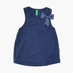 t-shirt bleu marine avec noeud 2 ans Benetton, d'occasion