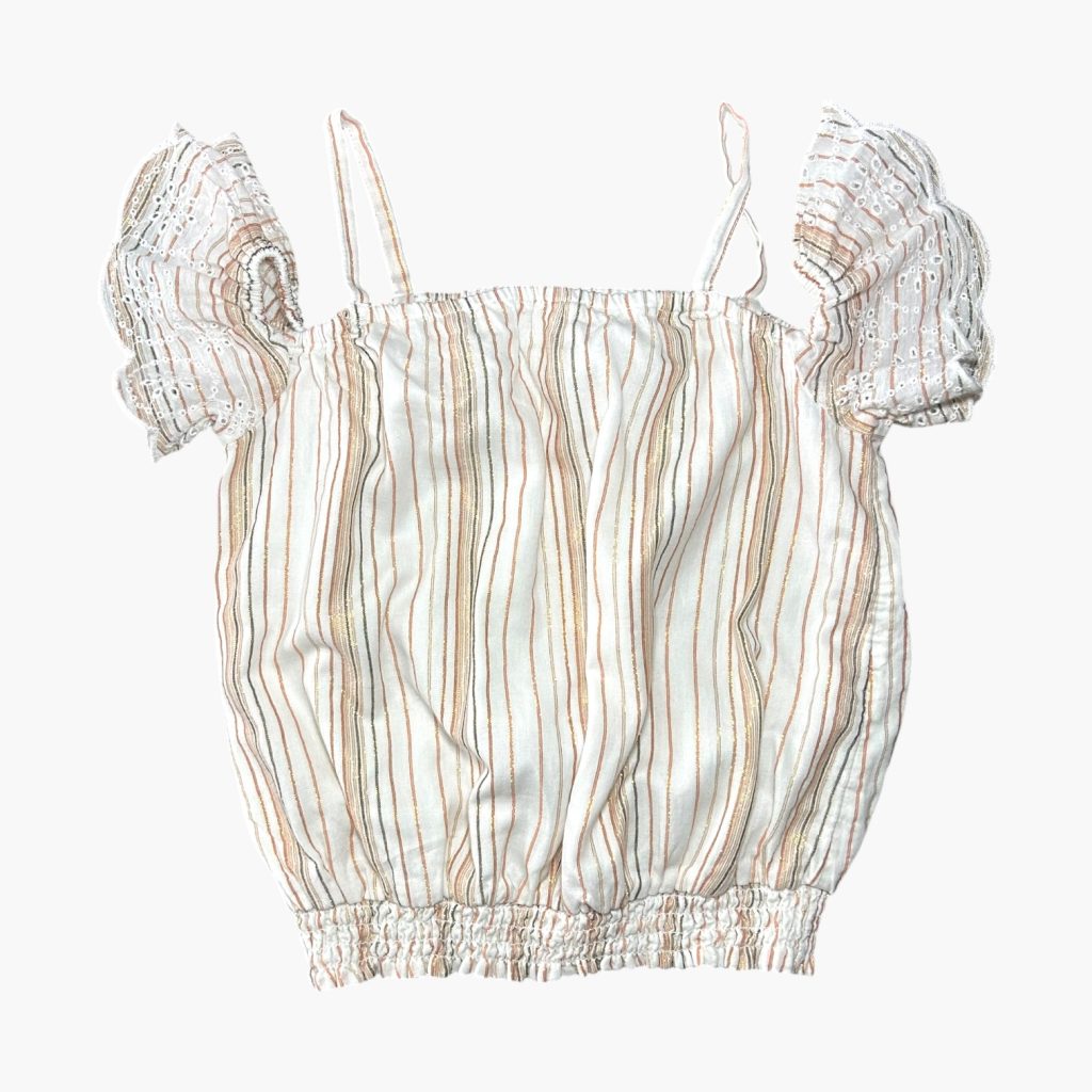 T-shirt débardeur rayé blanc et doré 6 ans C&A, d'occasion