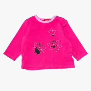 T-shirt fuchsia motifs fées 9 mois Tissaïa, d'occasion