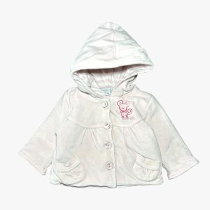 Veste rose pâle en velours brodé au dos : "Ma petite poupée préférée" 3 mois Kimbaloo, d'occasion