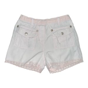 Short enfant rose pâle broderie anglaise ceinture et au bas, taille ajustable et petit cordon. Seconde main.